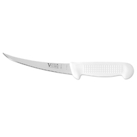 Victory Knives 272015115 - 2.5mm x 15cm Stainless Steel Narrow Curved Boning Knife (White Plastic Handle)