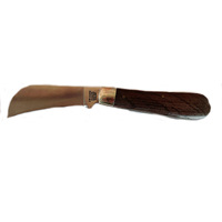 Joseph Rodgers 64DOSat - 60mm Satin Stainless Steel Curved Pruning Knife (Dark Oak Scales Handle)