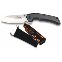 Tokisu AL18448 - Tokisu 10cm Stainless Steel Folding Knife (G10 Carbon Fibre Handle)