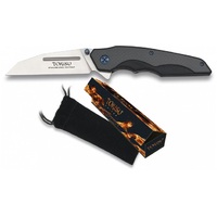 Tokisu 9.5cm Stainless Steel Folding Knife-G10 Carbon Fibre Handle