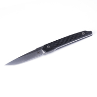 Amare AM201804 - 10cm Stainless Steel Pocket Peak fixed Knife (Black G10 Carbon Fibre Handle)