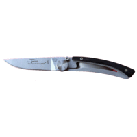 Claude Dozorme CD.142.64 - 9cm Dressed Series Stainless Steel Pocket Knife (Liner Lock, Black Horn Handle)