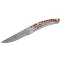 Claude Dozorme CD.142.80 - 9cm Eiffel Series Stainless Steel Pocket Knife (Liner Lock, Orange Plexiglass)