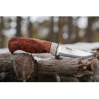 Helle-Audun -  88mm H3LS Stainless Steel 2024 Limited Edition (Curly Birch & Reindeer Antler  Handle with Leather Sheath)