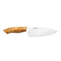 Helle-Dele 12C27 steel blade, curly birch handle, leather blade cover