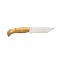 Helle Nord  - 147mm Sleipner Tool Steel Steel Knife (Curly Birch Handle with  Black Leather Sheath)