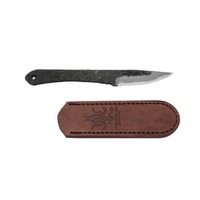 Kanetsune KB-421 - 65mm Carbon Steel Hayashi Blade Knife (White Steel Handle & Leather Sheath)