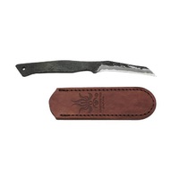 Kanetsune KB-422 - 75mm Carbon Steel Hi Blade Knife (White Steel Handle & Leather Sheath)