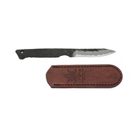Kanetsune KB-423 - 80mm Carbon Steel Yama Blade Knife (White Steel Handle & Leather Sheath)