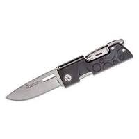 Maserin M214N - 145mm Stainless Steel Folding Knife with Flathead & Philips Head S/driver, Piercer, Reamer, Sewing Eye(Black Anodized Aluminum Handle)
