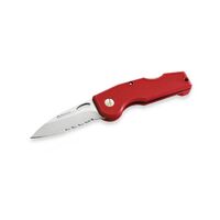 Maserin M217-SR - 70mm Stainless Steel Pocket Knife - Part Serration Blade (Red Nylon Handle)