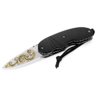 Maserin M387Kt - 60mm Stainless Steel Folding Knife with 24 Krt Gold Engraving (Ebony Handle)