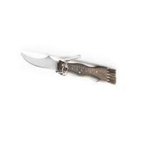 Maserin M800 -  75mm Stainless Steel Mushroom Knife (Walnut Handle with Tweezers, Spring Clip & Brush)