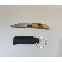 MAM_2000-YEL - 45mm Stainless Steel Iberica Pocket Knife with Keyring (Yellow Beech Hardwood Handle)