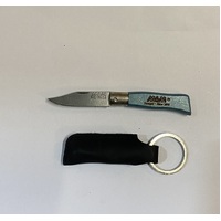 MAM_2003-BLU - 45mm Stainless Steel Douro Pocket Knife (Blue Hardwood Beech Handle with Leather Sheath)