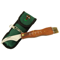 MAM_2591 - 75mm Stainless Steel Mushroom Knife  (Wood Handle with Brush)