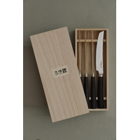 Shikisai Miyako MIYSS1170-4 - 125mm Stainless Steel Shizu Steak Knife, Set Of 4 (Laminated Wood Handle)