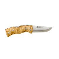 Helle Nipa - 69mm Sandvik 12C27 Stainless Steel Folding Knife (Curly Birch Handle with Clip)