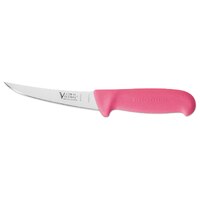 Victory S1-272013P - 2.5mm x 13cm Stainless Steel Flexible Narrow Curved Boning Knife with Leather Sheath(Pink Progrip Handle)