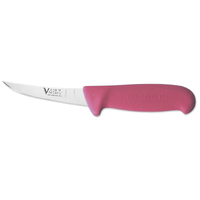 Victory Knives S10-272010P - 2.5mm x 10cm Stainless Steel Small Curved Boning/Poultry Knife with S10 Leather Sheath (Pink Progrip Handle)