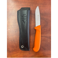 Victory Knives S10-330310OR - 2mm x 10cm Stainless Steel Drop Point Knife with S10 Leather Sheath (Orange Progrip Handle)