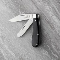Taylor's SH2077PT - 55mm Stainless Steel Stockman's Knife 2 Blades with Clip, Tweezers & Castrator with Pick (Black Handle)