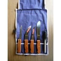 Victory Knives VicButCarb - Carbon Steel, Butchering Knife Roll Set (Wood Handles)